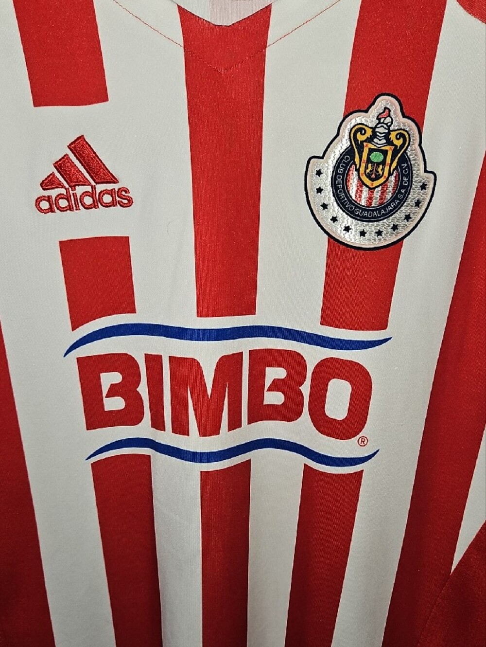 Adidas Chivas Red and White Striped Soccer Jersey Size XL - Picture 3 of 15